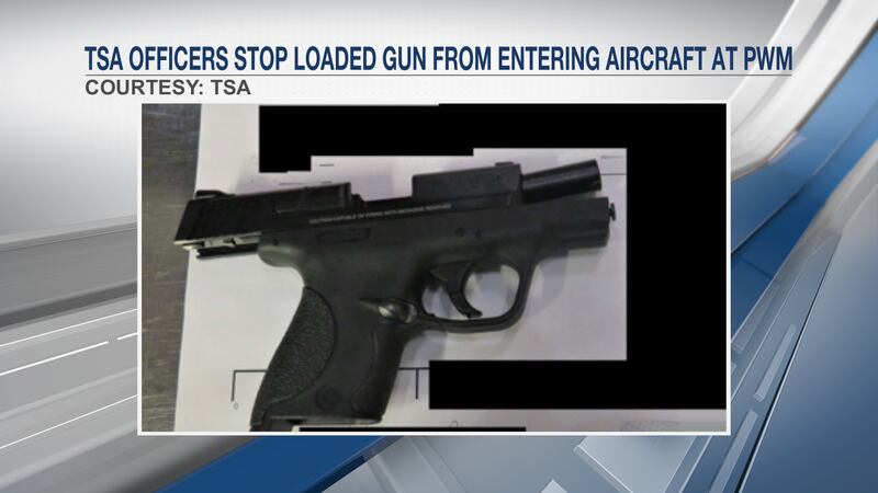 TSA officials found a loaded gun in a man's backpack at PWM on Thursday.