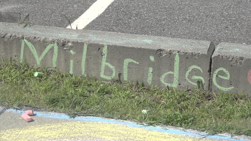 One of the many pieces of art on display in Milbridge for the Sidewalk Chalk Art Contest.