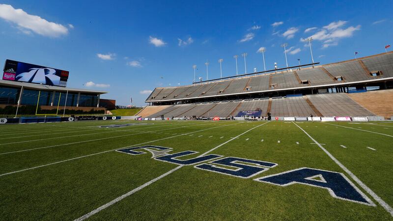Rice Stadium and the conference USA name is seen in a general stadium view before an NCAA...